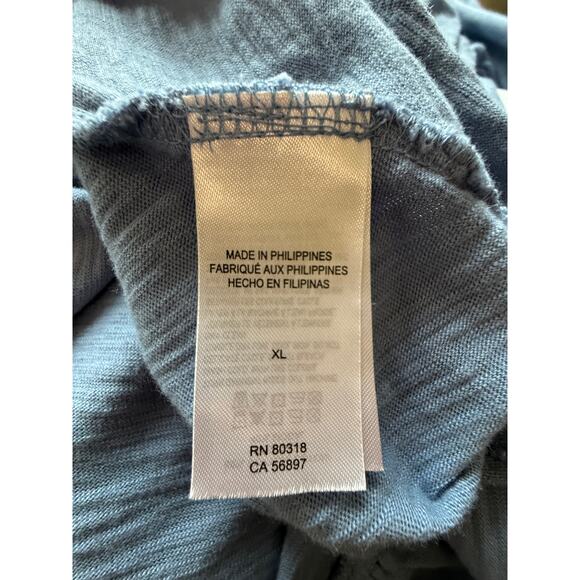 Lucky Brand Summer Dress XL Babydoll Empire Waist Cotton Blend Blue Flowy Tiered - Picture 6 of 7